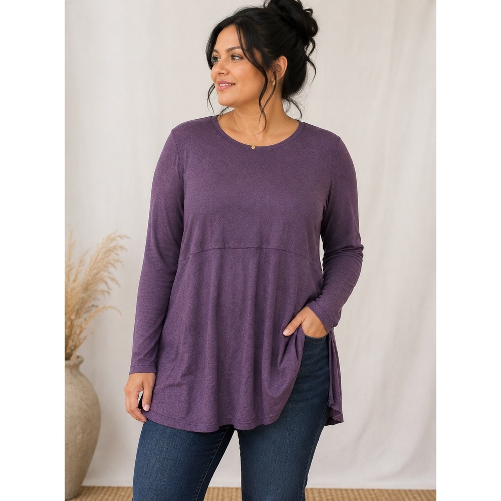 J. Jill Tunic Knit Sweater Size Small Purple Wool Blend Lightweight Minimalist